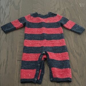 GAP Red and Navy Striped Knit Baby One-Piece